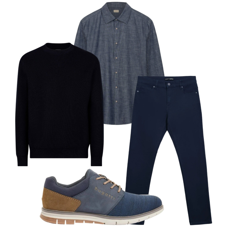 Outfit uomo - Total look #2371831. Stile Urban per Tutti i giorni. Abbinamento con scarpe stringate, pantaloni skinny, maglieria, camicie.