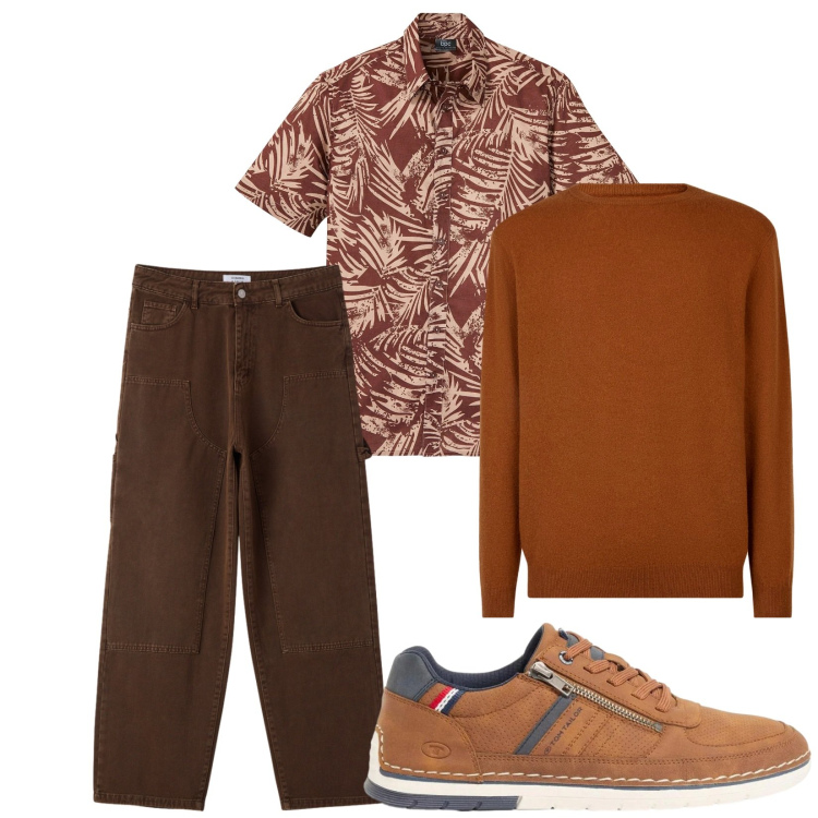 Outfit uomo - Total look #2371835. Stile Trendy per Serata speciale. Abbinamento con camicie a manica corta, sneakers, maglieria, pantaloni.