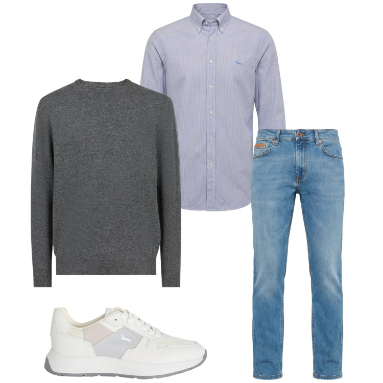 Outfit uomo - Total look #2371837. Stile Trendy per Tutti i giorni. Abbinamento con sneakers, jeans, camicie, maglieria.