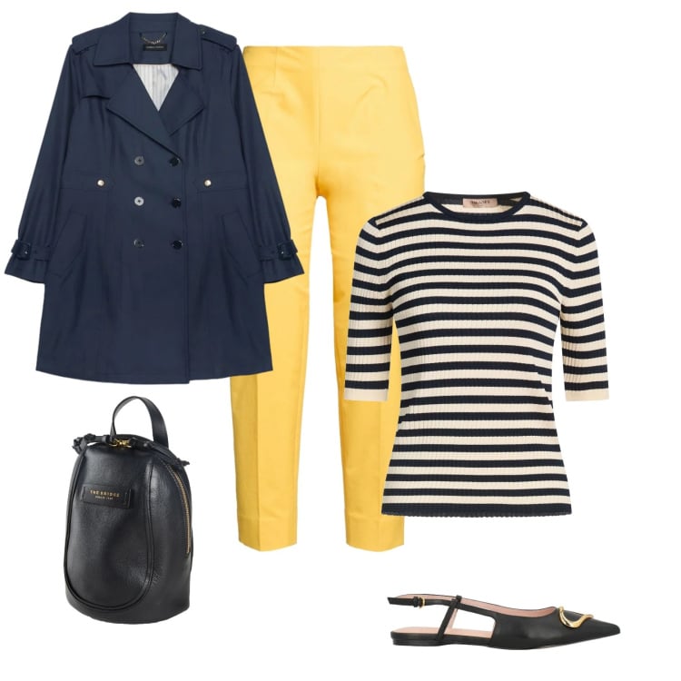 Outfit donna - Total look #2371851. Stile Sporty chic per Ufficio. Abbinamento con pullovers, zaini, pantaloni, ballerine, trench.