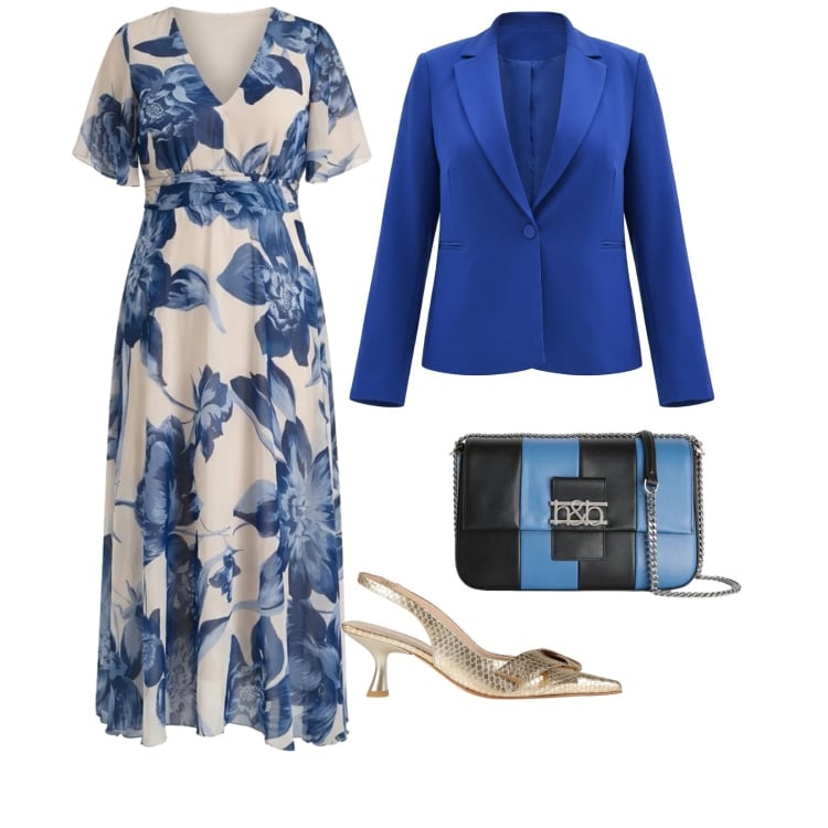 Outfit donna - Mamma dello sposo. per Cerimonia. Abbinamento con décolleté, borse a tracolla, blazer, vestiti lunghi.