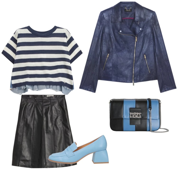 Outfit donna - Spritz & fashion. Stile Glamour per Serata fuori. Abbinamento con mocassini, gonne, blazer, t-shirt, borse a tracolla.