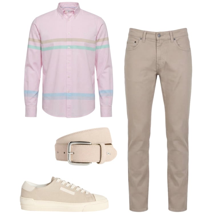 Outfit uomo - Spring. Stile Urban per Tutti i giorni. Abbinamento con sneakers, cinture, camicie, pantaloni.