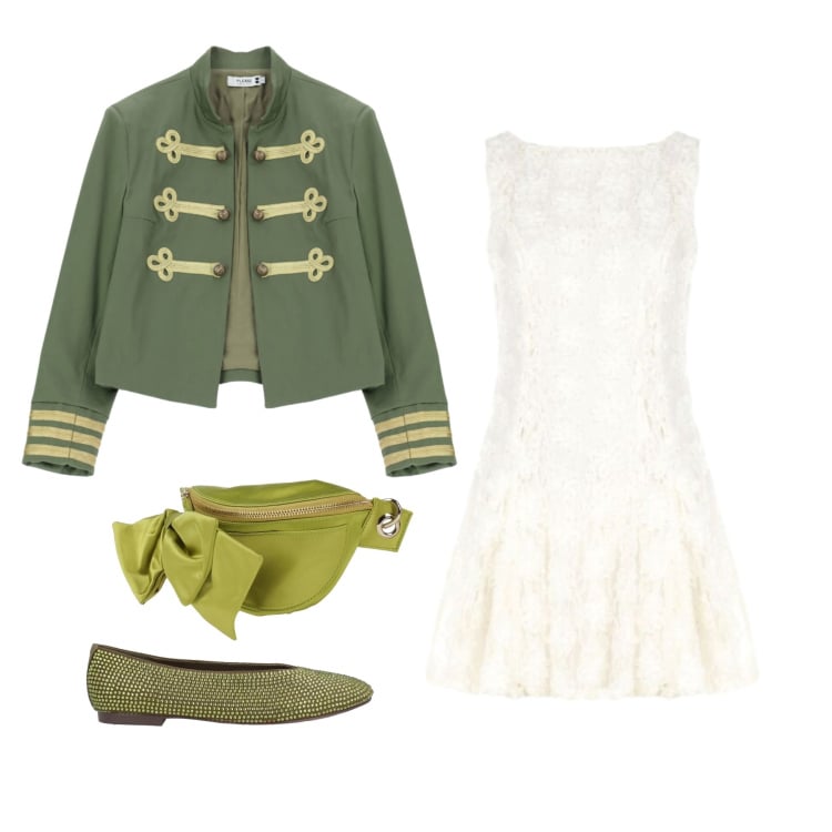 Outfit donna - Total look #2371904. Stile Military per Serata fuori. Abbinamento con marsupi, ballerine, cappotti, vestiti corti.