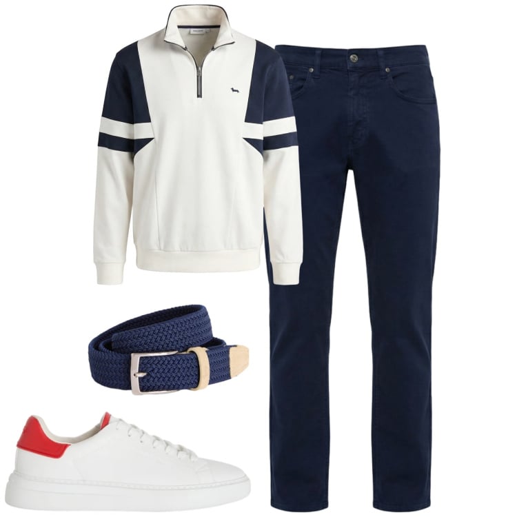 Outfit uomo - City. Stile Casual per Tutti i giorni. Abbinamento con felpe, cinture, sneakers, pantaloni.