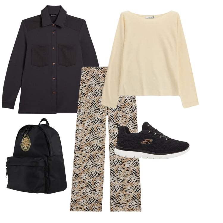 Outfit donna - Total look #2371915. Stile Minimal per Tutti i giorni. Abbinamento con zaini, sneakers, maglieria, pantaloni, camicie.