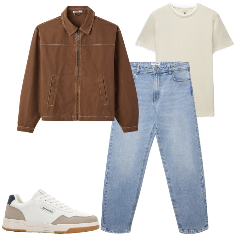Outfit uomo - Marzo. Stile Casual per Tutti i giorni. Abbinamento con sneakers, cappotti, jeans, t-shirt.