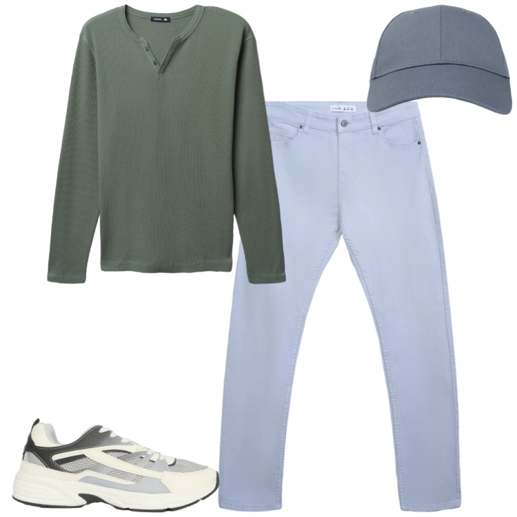 Outfit uomo - Total look #2371931. Stile Casual per Tutti i giorni. Abbinamento con t-shirt, sneakers, cappelli con visiera, pantaloni skinny.