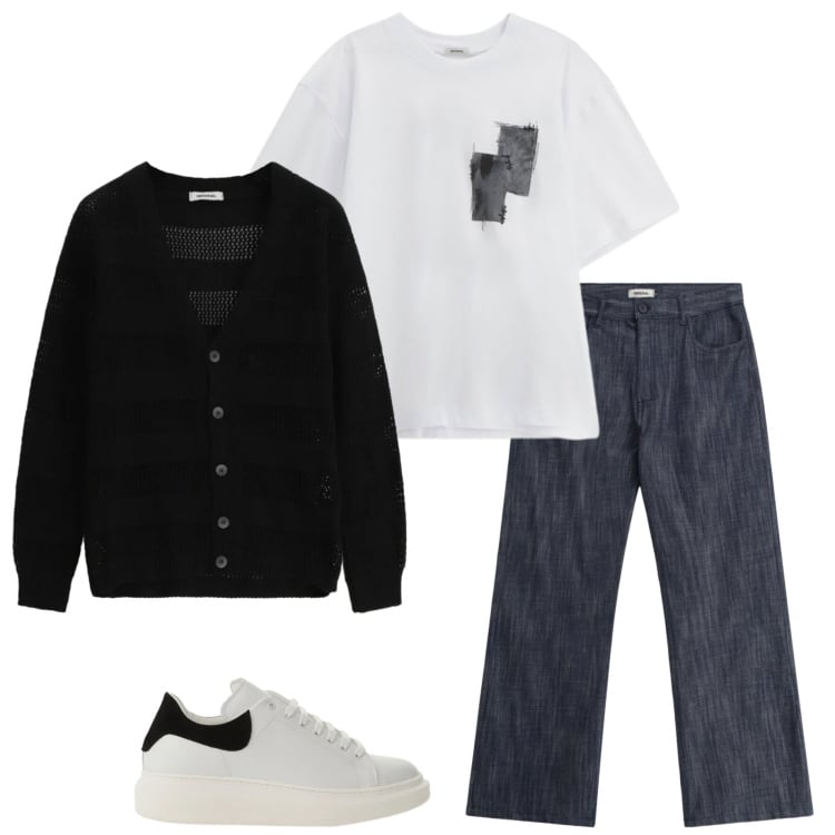 Outfit uomo - New crew Imperial. Stile Urban per Tutti i giorni. Abbinamento con jeans, t-shirt, cardigans, sneakers.
