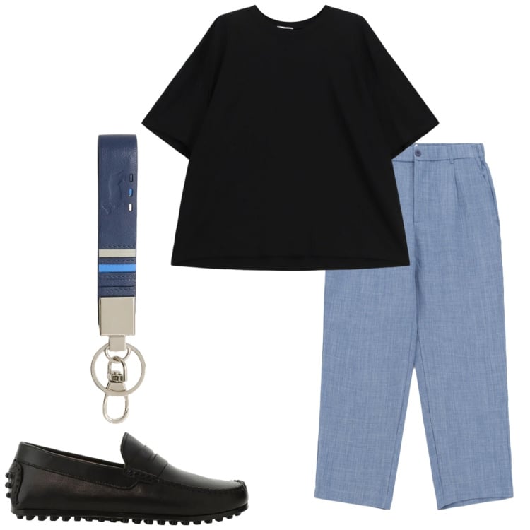 Outfit uomo - New crew Imperial. Stile Casual per Tutti i giorni. Abbinamento con portachiavi, t-shirt, pantaloni, scarpe stringate.