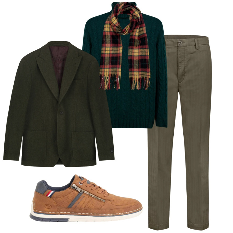 Outfit uomo - Total look #2371955. Stile Business/Elegante per Ufficio. Abbinamento con sneakers, pantaloni, maglieria, sciarpe, giacche.
