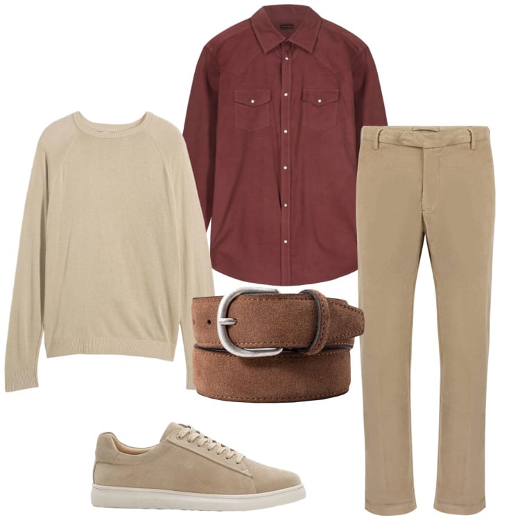 Outfit uomo - Total look #2371957. Stile Urban per Serata speciale. Abbinamento con sneakers, maglieria, pantaloni, camicie, cinture.