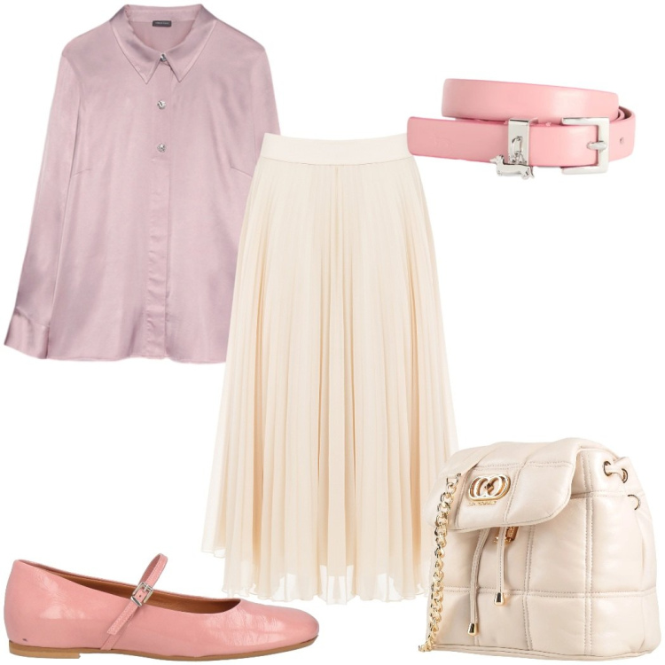 Outfit donna - Il ritorno delle ballerine: romantica. Stile Romantica per Tutti i giorni. Abbinamento con valigie, ballerine, camicie, cinture, gonne longuette.