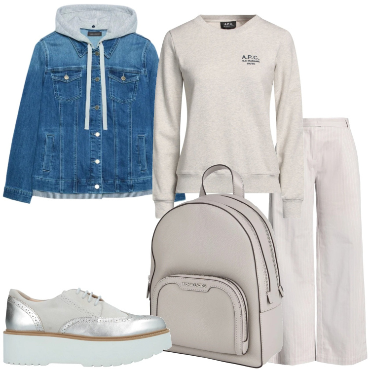 Outfit donna - Domenica in relax. Stile Casual per Tutti i giorni. Abbinamento con scarpe stringate, zaini, pantaloni, felpe, blazer.
