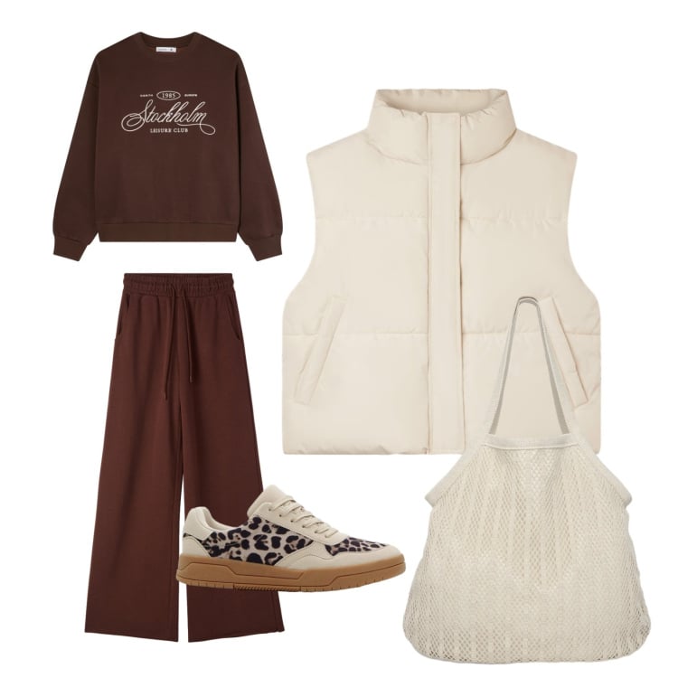 Outfit donna - Ginnica. Stile Casual per Tutti i giorni. Abbinamento con sneakers, felpe, piumini, pantaloni, shopping bag.