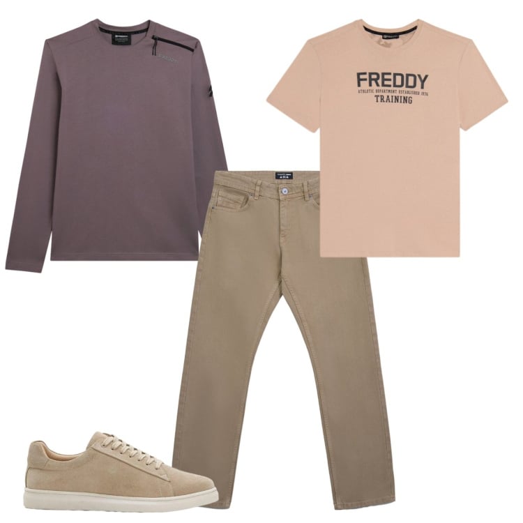 Outfit uomo - Minimal. Stile Casual per Tutti i giorni. Abbinamento con sneakers, t-shirt, t-shirt, jeans.