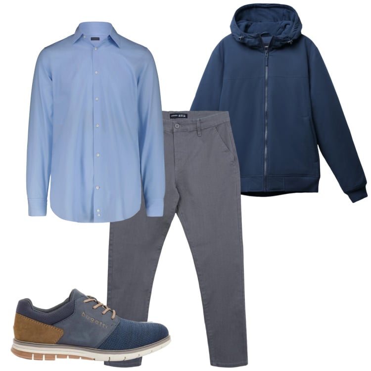 Outfit uomo - Zip. Stile Casual per Tutti i giorni. Abbinamento con scarpe stringate, pantaloni chino, giacche, camicie.