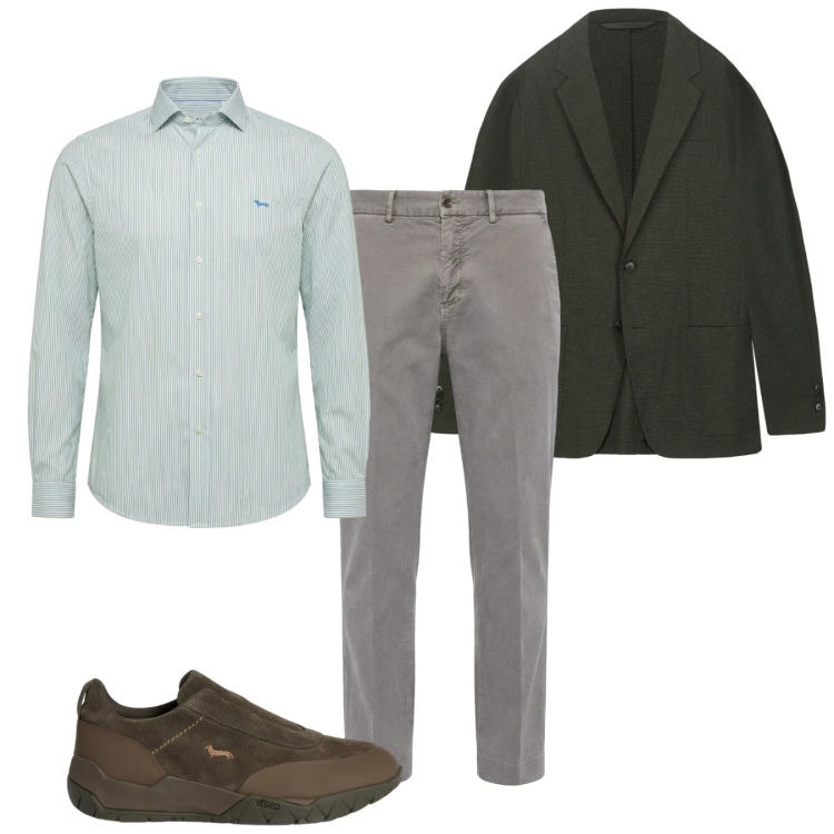 Outfit uomo - Stile smart casual di primavera. Stile Casual per Tutti i giorni. Abbinamento con camicie, pantaloni chino, sneakers, giacche.