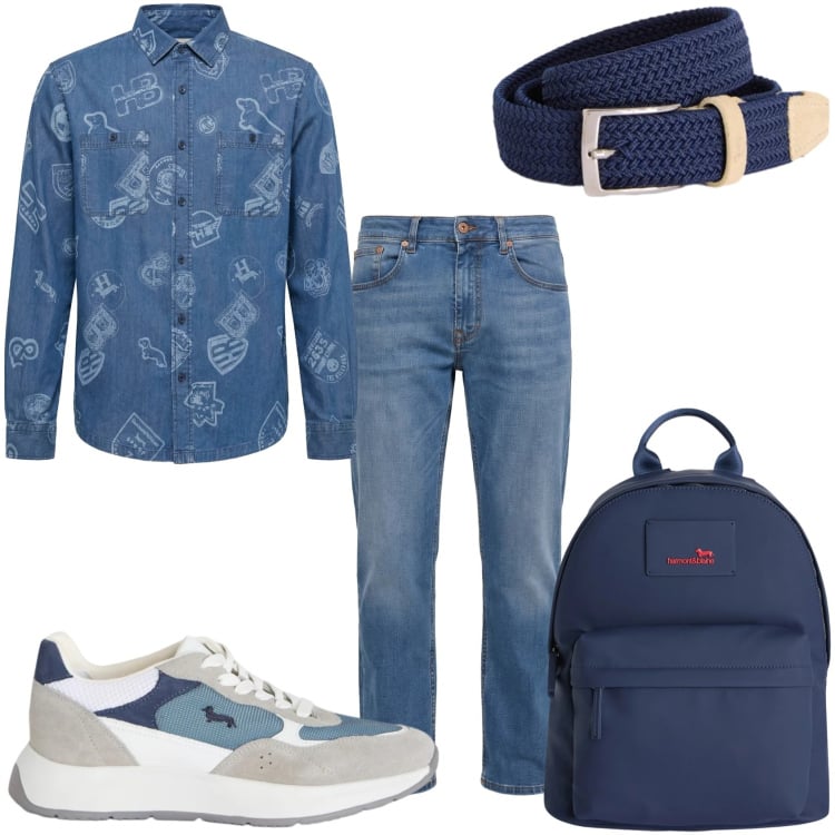 Outfit uomo - Sempre in ordine. Stile Casual per Tutti i giorni. Abbinamento con sneakers, cinture, borse sportive, jeans, camicie.