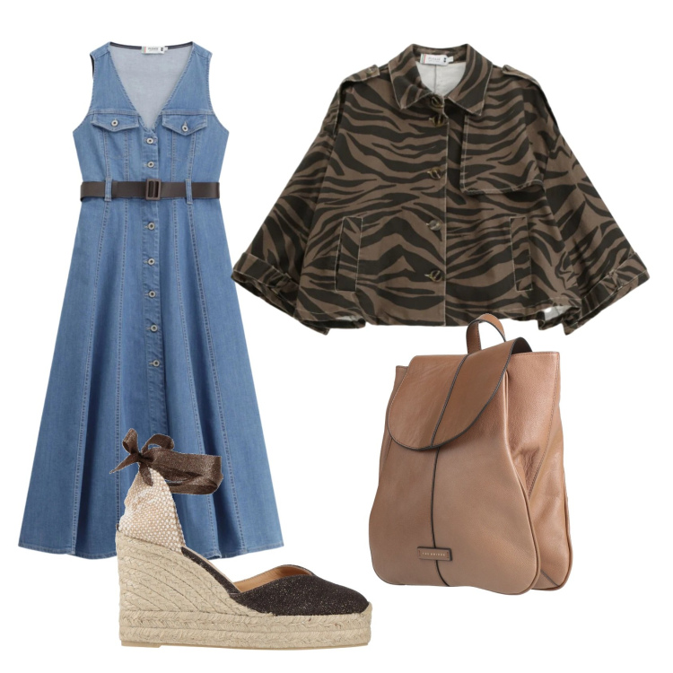 Outfit donna - Rinnovo l\'armadio 7. Stile Casual per Tutti i giorni. Abbinamento con zaini, espadrillas, blazer, vestiti midi/longuette.