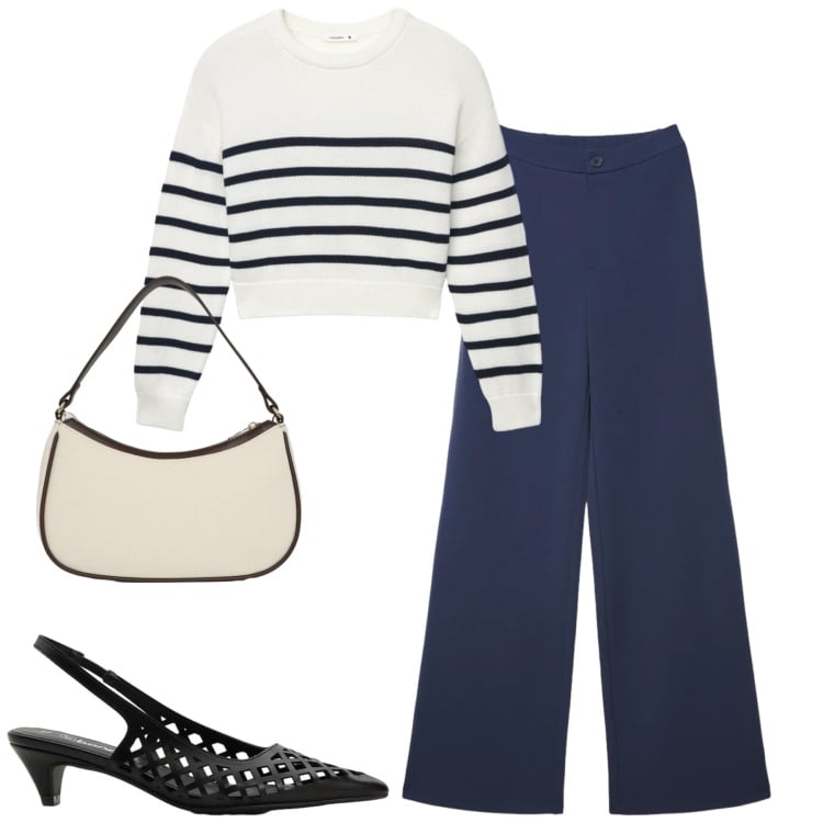 Outfit donna - Total look #2372213. Stile Basic per Tutti i giorni. Abbinamento con décolleté, maglieria, pantaloni, borse a tracolla.