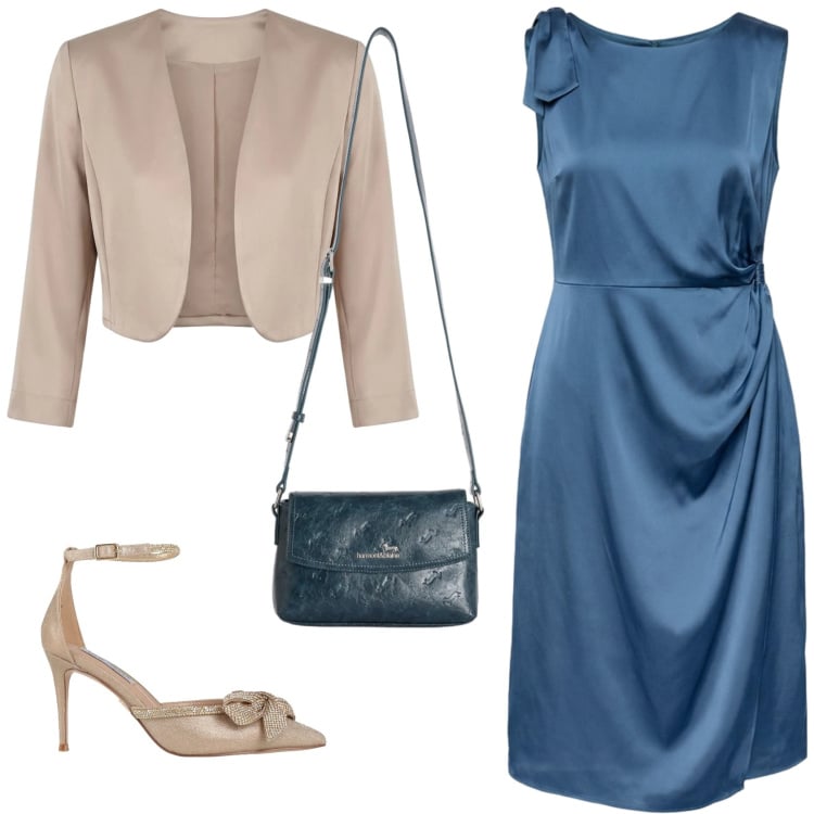 Outfit donna - Outfit per un una cerimonia. Stile Chic per Cerimonia. Abbinamento con décolleté, vestiti, borse a tracolla, blazer.