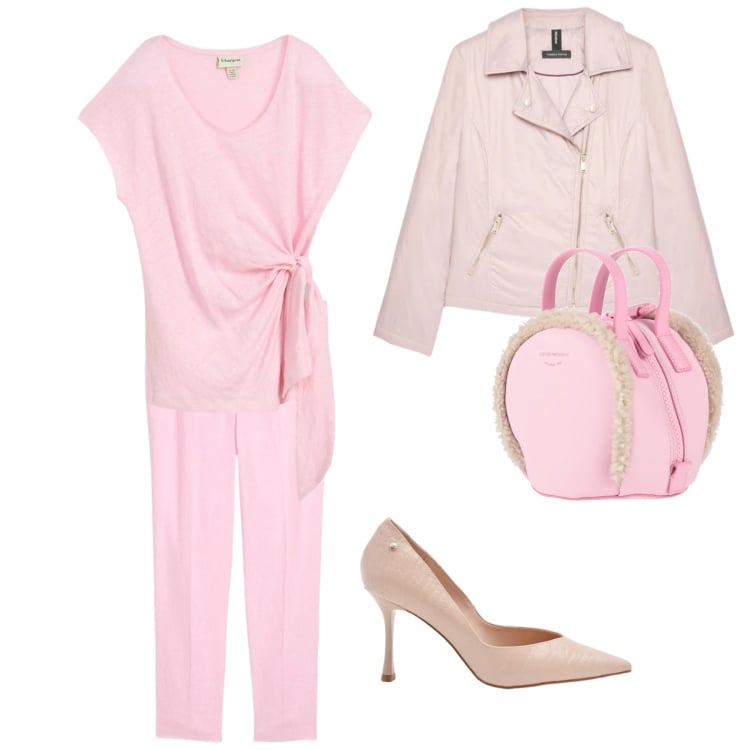 Outfit donna - Un puff nella cipria. Stile Casual chic per Tutti i giorni. Abbinamento con zaini, pantaloni, bluse, piumini, décolleté.