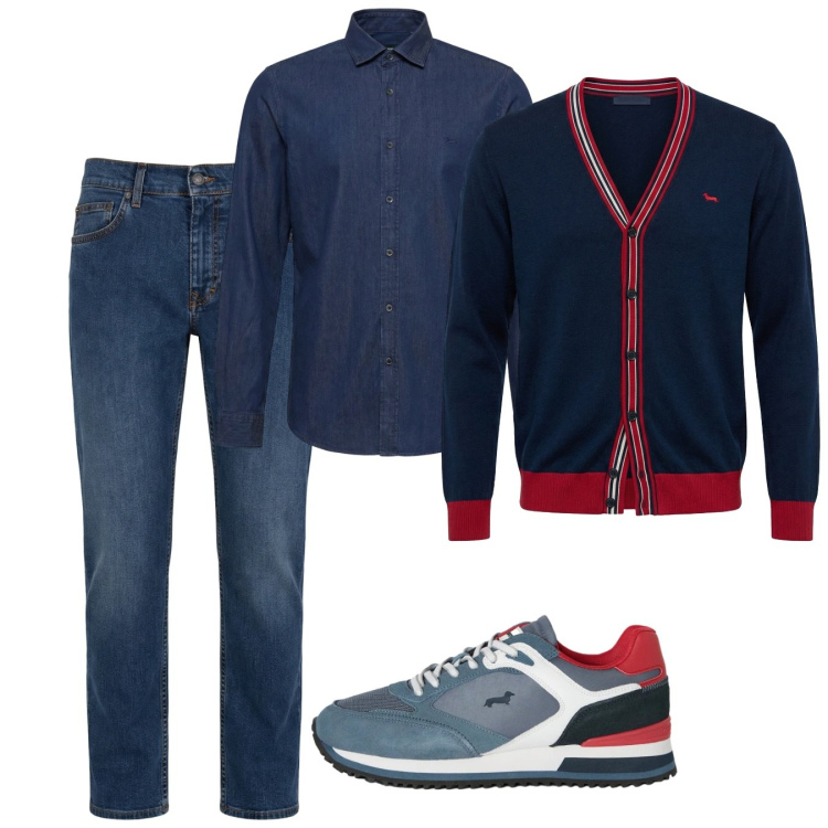 Outfit uomo - Il cardigan maschile. Stile Casual per Tutti i giorni. Abbinamento con sneakers, jeans, cardigans, camicie.