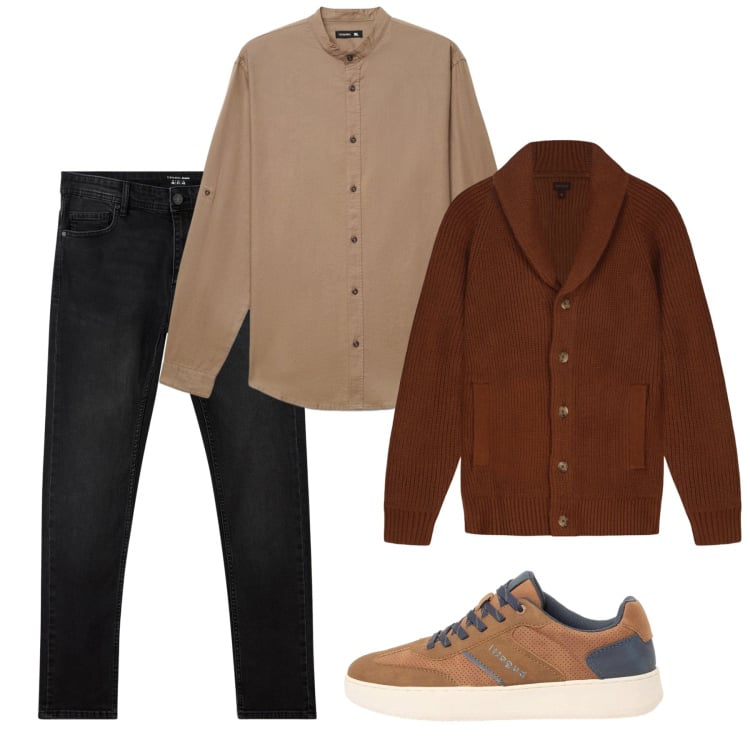 Outfit uomo - Il cardigan maschile. Stile Casual per Tutti i giorni. Abbinamento con sneakers, jeans skinny, cardigans, camicie.