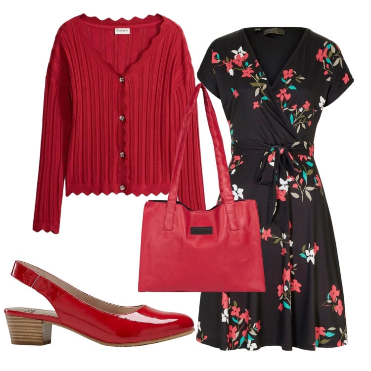 Outfit donna - Total look #2372308. Stile Basic per Ufficio. Abbinamento con cardigans, vestiti, décolleté, shopping bag.