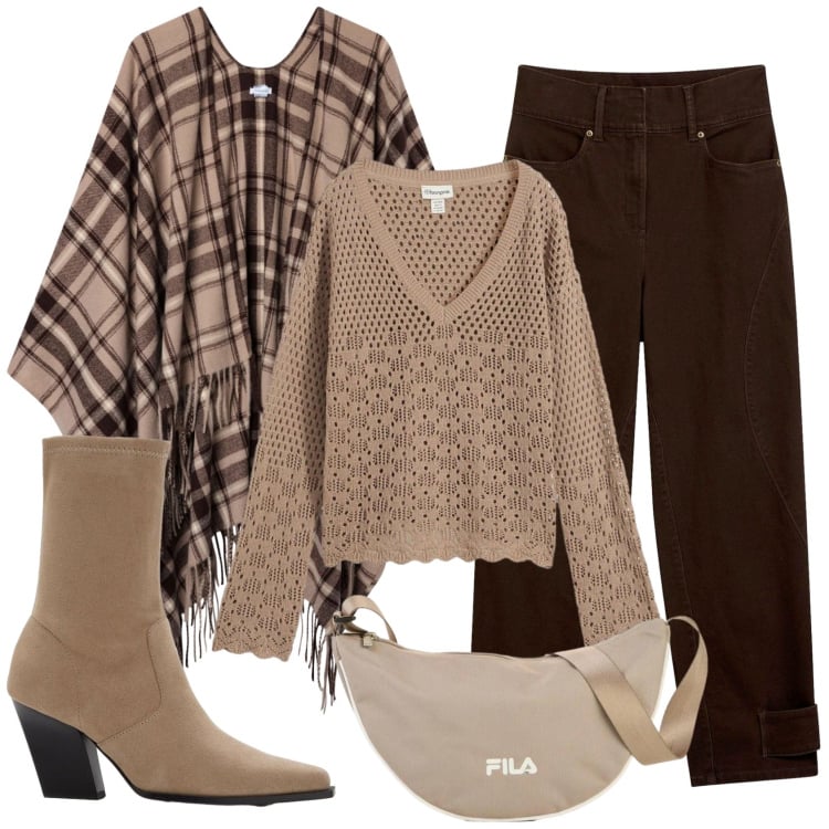 Outfit donna - Total look #2372310. Stile Basic per Ufficio. Abbinamento con pantaloni, maglieria, stivaletti, borse a tracolla, cappotti.