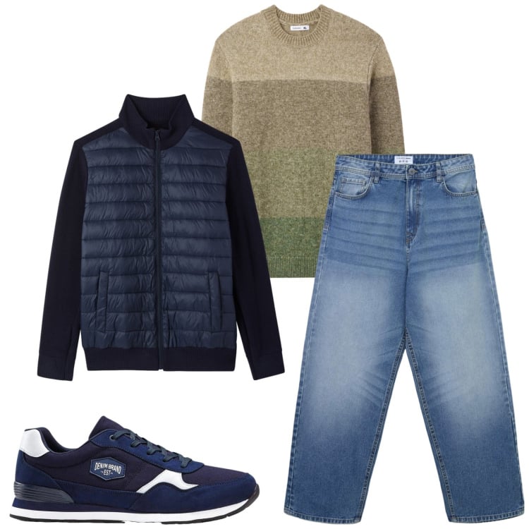 Outfit uomo - Total look #2372410. Stile Casual per Tutti i giorni. Abbinamento con sneakers, jeans, maglieria, giacche.