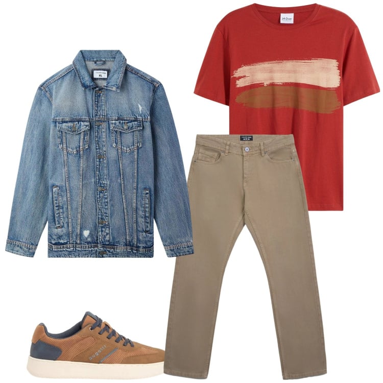 Outfit uomo - Total look #2372417. Stile Casual per Tutti i giorni. Abbinamento con t-shirt, sneakers, giacche, jeans.