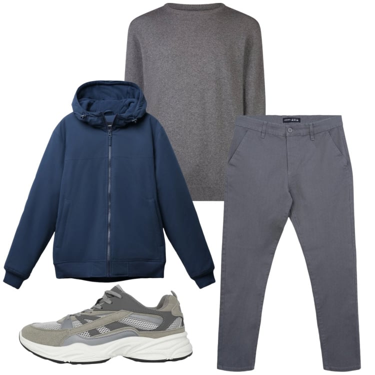 Outfit uomo - Total look #2372420. Stile Trendy per Tutti i giorni. Abbinamento con maglieria, sneakers, pantaloni chino, giacche.