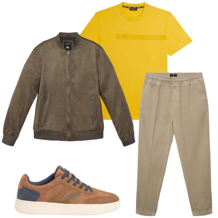 Outfit uomo - Total look #2372424. Stile Trendy per Tutti i giorni. Abbinamento con sneakers, t-shirt, giacche, pantaloni.