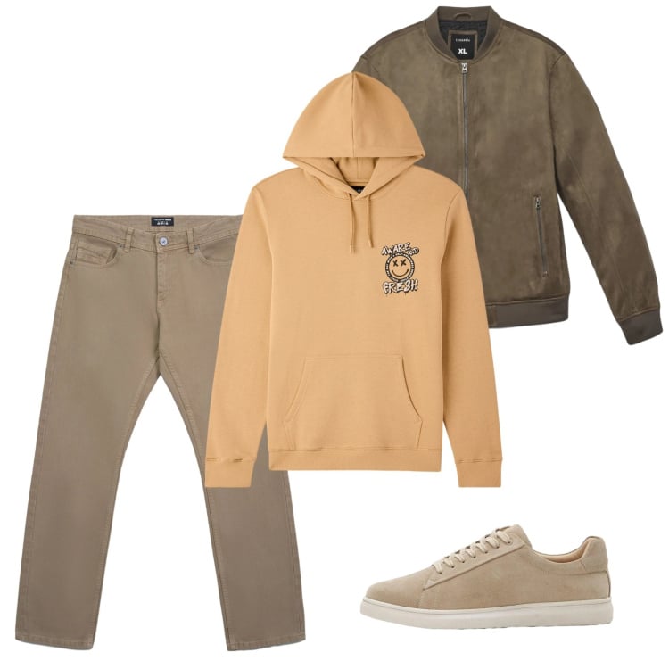 Outfit uomo - Marzo. Stile Casual per Tutti i giorni. Abbinamento con sneakers, jeans, felpe con cappuccio, giacche.