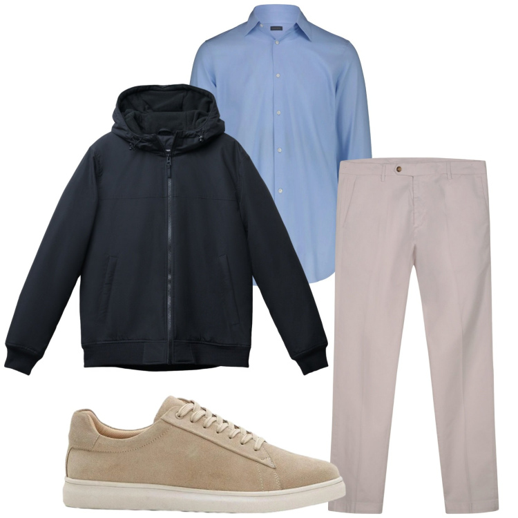 Outfit uomo - Total look #2372458. Stile Trendy per Ufficio. Abbinamento con sneakers, pantaloni chino, giacche, camicie.