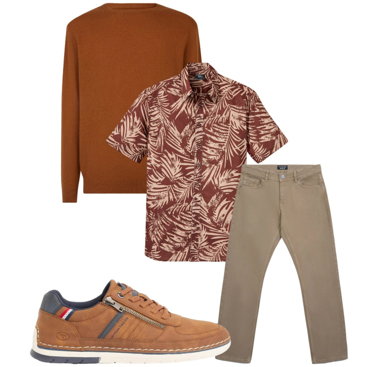 Outfit uomo - Total look #2372476. Stile Trendy per Serata speciale. Abbinamento con camicie a manica corta, sneakers, maglieria, jeans.