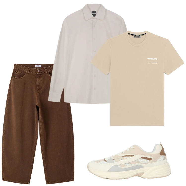Outfit uomo - Primavera. Stile Casual per Tutti i giorni. Abbinamento con t-shirt sportive, sneakers, jeans dritti, polo.