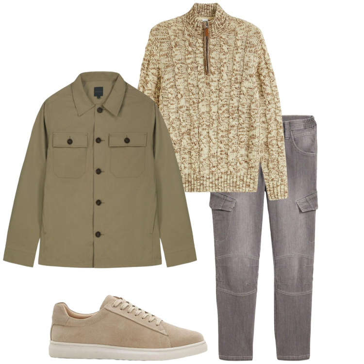 Outfit uomo - Total look #2372492. Stile Casual per Tutti i giorni. Abbinamento con maglieria, sneakers, jeans dritti, cappotti.