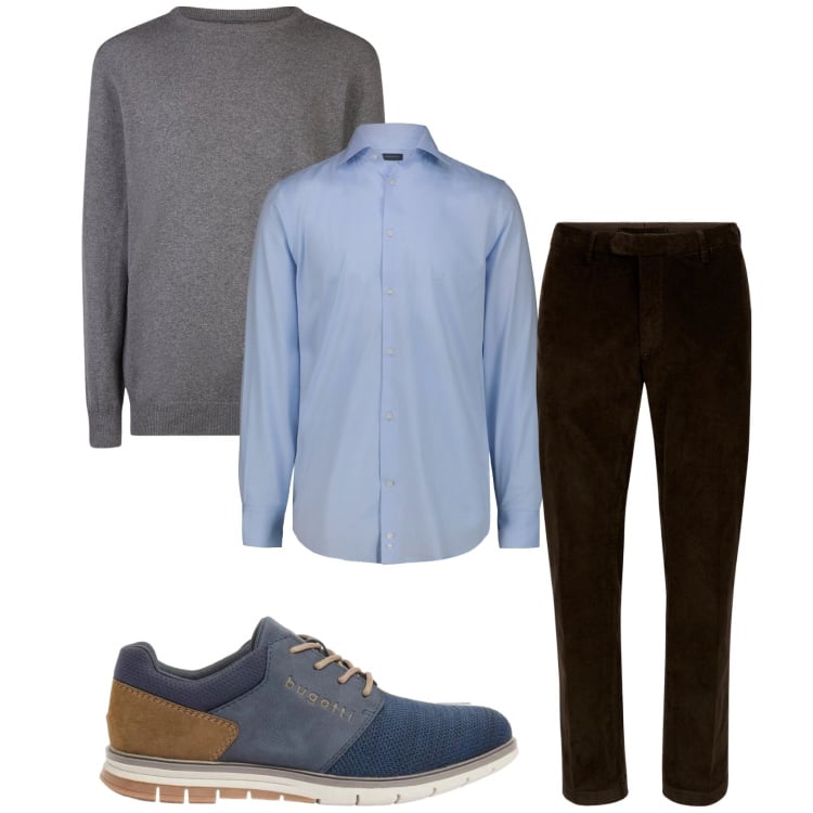 Outfit uomo - Total look #2372502. Stile Business/Elegante per Ufficio. Abbinamento con scarpe stringate, camicie, maglieria, pantaloni.