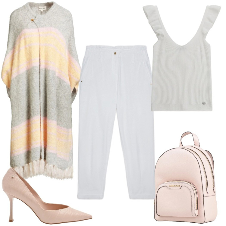 Outfit donna - Total look #2372620. Stile Trendy per Tutti i giorni. Abbinamento con zaini, cappe, pantaloni, décolleté, top.