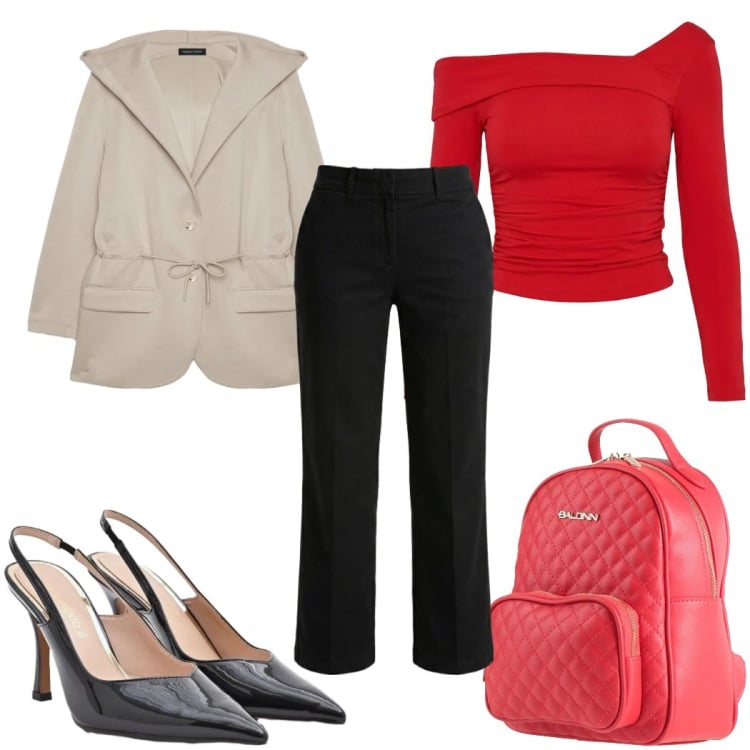 Outfit donna - Total look #2372624. Stile Trendy per Tutti i giorni. Abbinamento con zaini, felpe con cappuccio, pantaloni, t-shirt, décolleté.