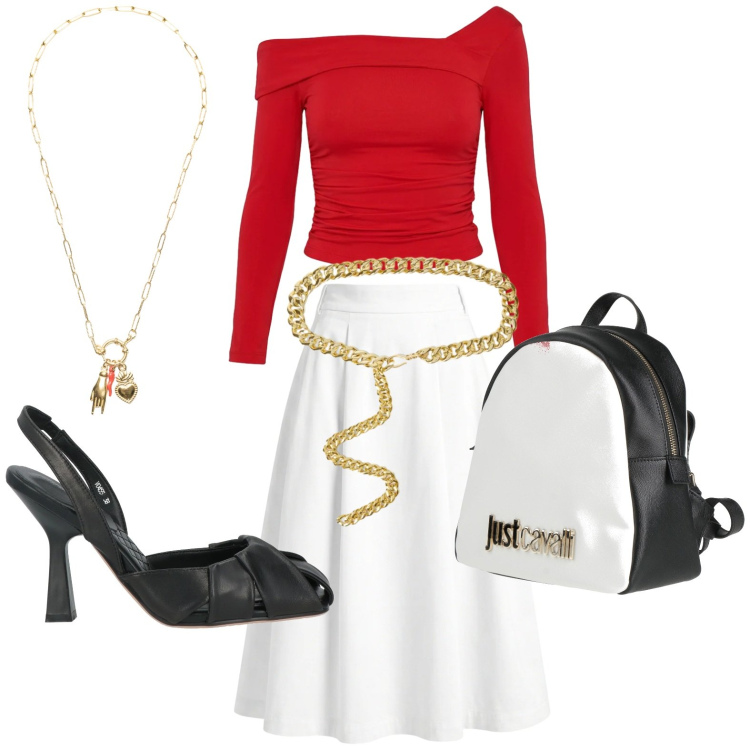 Outfit donna - Abiti che si muovono con te. Stile Minimal per Tutti i giorni. Abbinamento con décolleté, zaini, cinture, gonne longuette, t-shirt, ciondoli.