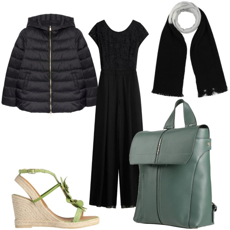 Outfit donna - Total look #2372641. Stile Trendy per Tutti i giorni. Abbinamento con sciarpe, espadrillas, zaini, tute, blazer.