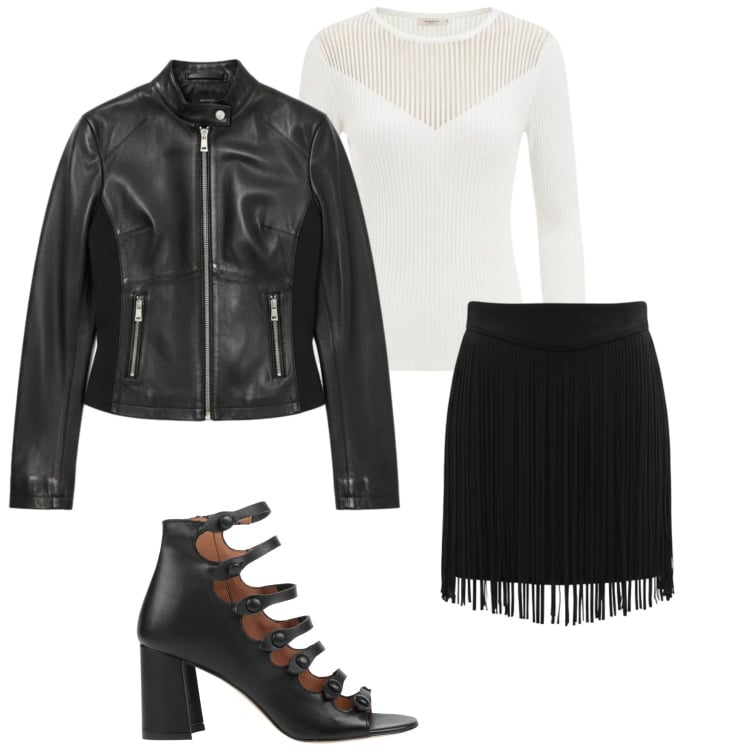 Outfit donna - Serata dance. Stile Casual chic per Serata fuori. Abbinamento con stivaletti, minigonne, giacche, maglieria.