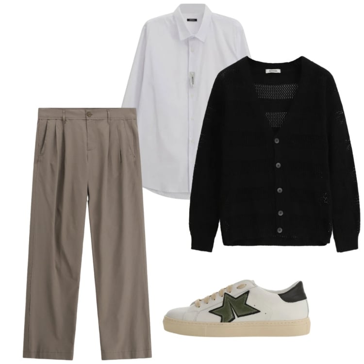 Outfit uomo - Imperial - The New Crew SS 2026. Stile Trendy per Tutti i giorni. Abbinamento con pantaloni, cardigans, camicie, sneakers.