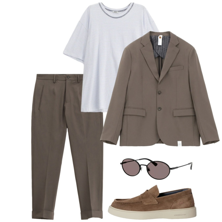 Outfit uomo - Imperial - The New Crew SS 2026. Stile Trendy per Tutti i giorni. Abbinamento con scarpe stringate, pantaloni, giacche, t-shirt, occhiali da sole.