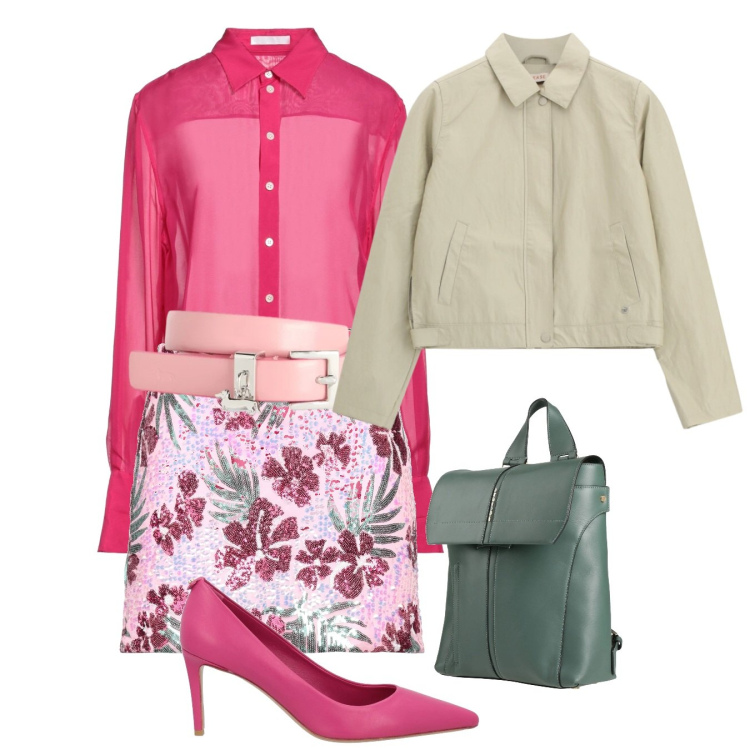 Outfit donna - marzo= rosa - @danipoetessa73. Stile Chic per Serata fuori. Abbinamento con camicie, zaini, décolleté, minigonne, blazer, cinture.