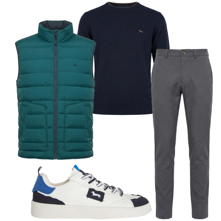 Outfit uomo - Total look #2372822. Stile Trendy per Tutti i giorni. Abbinamento con sneakers, pantaloni chino, piumini, pullovers.